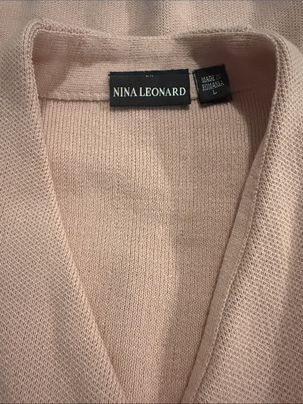 Nina Leonard Blush Pink V-Neck Long Cardigan Sweater with Pockets